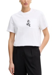 γυναικείο ikon peek a boo pocket t-shirt λευκό karl lagerfeld b2w17081-100 white