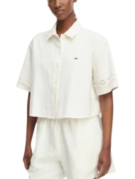γυναικείο κοντομάνικο πουκάμισο λευκό tommy jeans dw0dw22214-ybh