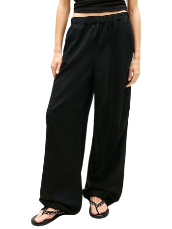 γυναικείο λινό cargo παντελόνι μαύρο tommy jeans