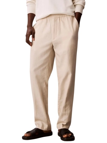 ανδρικό λινό παντελόνι μπεζ calvin klein lv04lf619g-2jx