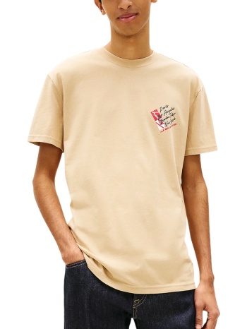 ανδρικό t-shirt μπεζ tommy jeans dm0dm22533-ab9