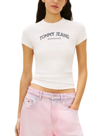 γυναικείο slim varsity t-shirt λευκό tommy jeans