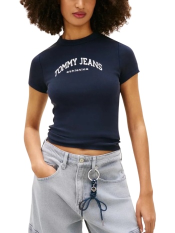 γυναικείο slim varsity t-shirt navy μπλε tommy jeans