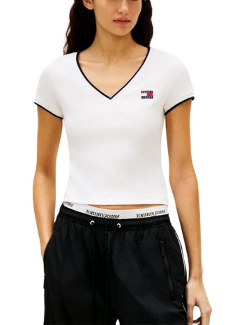 γυναικείο slim t-shirt λευκό tommy jeans dw0dw22275-ybl