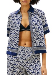 γυναικείο κοντομάνικο πουκάμισο navy μπλε tommy hilfiger ww0ww49547-0yf
