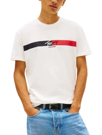 ανδρικό t-shirt λευκό tommy jeans dm0dm22539-ybl