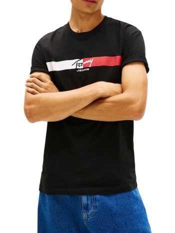 ανδρικό t-shirt μαύρο tommy jeans dm0dm22539-bds