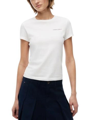 γυναικείο slim t-shirt λευκό tommy jeans dw0dw23479-ybl