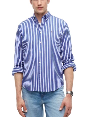 ανδρικό ριγέ πουκάμισο μπλε tommy hilfiger mw0mw43315-0a5