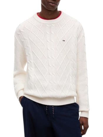 ανδρικό πουλόβερ εκρού tommy jeans dm0dm23405-ybh