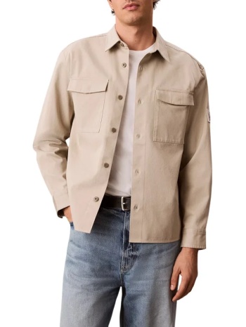 ανδρικό overshirt μπεζ calvin klein lv04rg121g-nsu