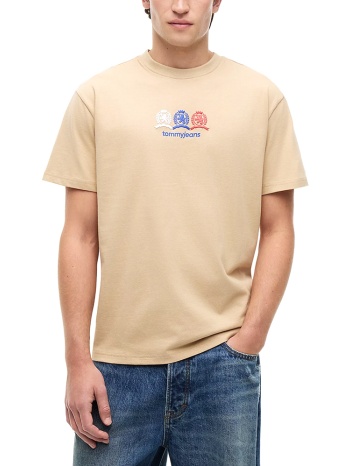 ανδρικό t-shirt μπεζ tommy jeans dm0dm23172-ab9
