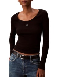 γυναικείο μακρυμάνικο t-shirt μαύρο calvin klein lv047d218g-ub1
