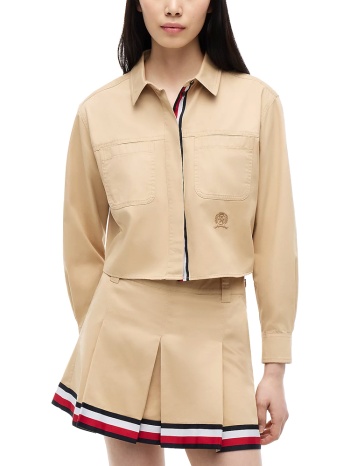 γυναικείο cropped πουκάμισο μπεζ tommy jeans dw0dw22942-ab9