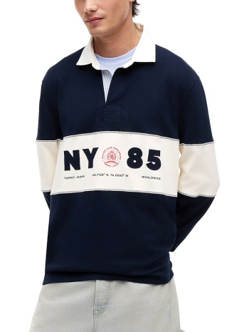 ανδρική μακρυμάνικη polo μπλούζα navy μπλε tommy jeans