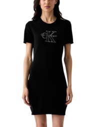 γυναικείο κοντομάνικο φόρεμα μαύρο calvin klein lv047g333g-ub1