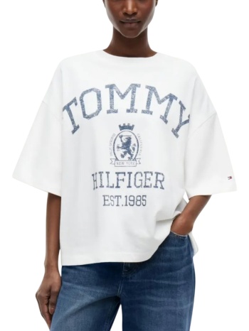 γυναικείο varsity crest t-shirt λευκό tommy hilfiger