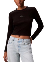 γυναικεία μακρυμάνικη μπλούζα μαύρη calvin klein lv047h240g-ub1