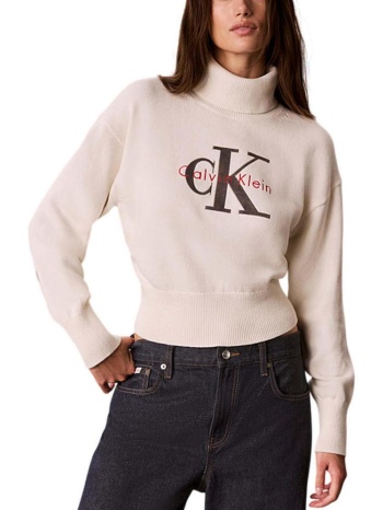 γυναικείο ζιβάγκο πουλόβερ λευκό calvin klein lv047h329g-yas