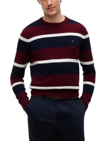 ανδρικό πουλόβερ μπορντό tommy hilfiger mw0mw28046-0a7