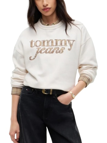 γυναικείο boxy φούτερ εκρού tommy jeans dw0dw23304-ybh