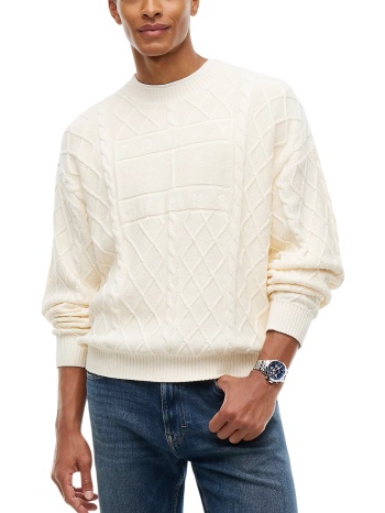 ανδρικό πουλόβερ εκρού tommy jeans dm0dm23614-aef