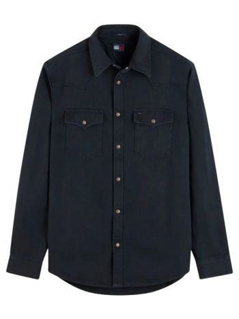 ανδρικό western τζιν πουκάμισο μαύρο tommy jeans