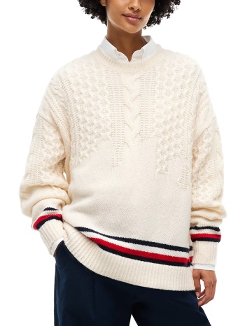 γυναικείο πουλόβερ μπεζ tommy jeans dw0dw23353-aef