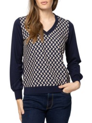 γυναικείο calishaw26 μακρυμάνικο t-shirt navy μπλε heavy tools t15056-geometric