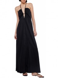 γυναικείο λινό logan φόρεμα μαύρο mind matter 2023s038-black