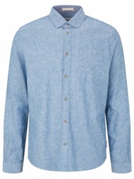ανδρικό λινό πουκάμισο μπλε tom tailor 034904-26507