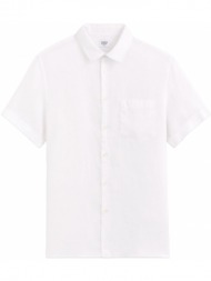 ανδρικό κοντομάνικο λινό πουκάμισο λευκό celio damarlin-white