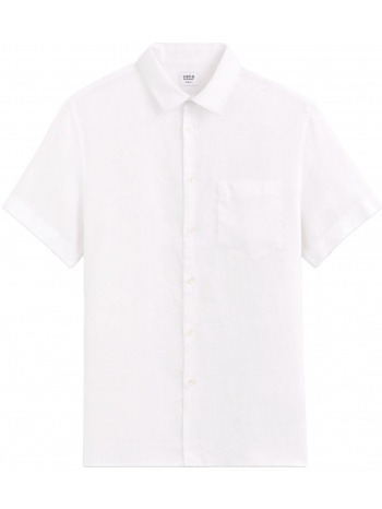 ανδρικό κοντομάνικο λινό πουκάμισο λευκό celio σε προσφορά