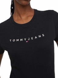 γυναικείο slim linear t-shirt μαύρο tommy jeans dw0dw17361-bds