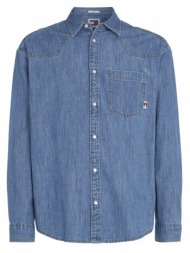 ανδρικό western τζιν πουκάμισο μπλε tommy jeans dm0dm18330-1a4
