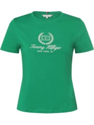 γυναικείο slim flag script t-shirt πράσινο tommy hilfiger ww0ww41761-l4b