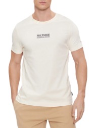 ανδρικό small hilfiger t-shirt εκρού tommy hilfiger mw0mw34387-aef