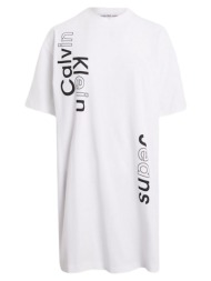 γυναικείο multi placement logo κοντομάνικο φόρεμα λευκό calvin klein j20j223042-yaf