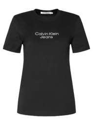 γυναικείο stacked institutional t-shirt μαύρο calvin klein j20j223222-beh