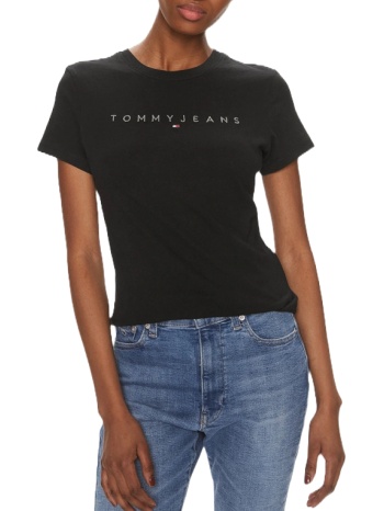 γυναικείο slim tonal linear t-shirt μαύρο tommy jeans