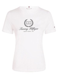 γυναικείο slim flag script t-shirt λευκό tommy hilfiger ww0ww41761-ycf