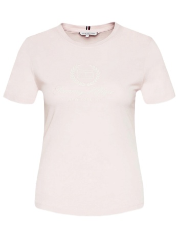 γυναικείο slim flag script t-shirt ροζ tommy hilfiger
