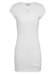 γυναικείο essential smock φόρεμα λευκό tommy jeans dw0dw17927-ybr