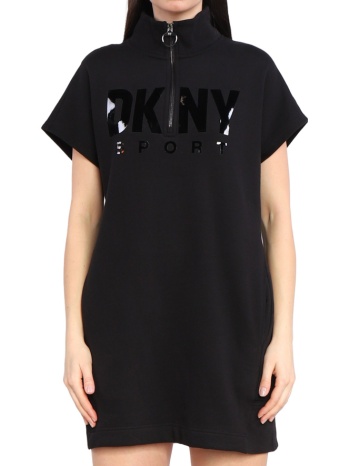 γυναικείο κοντομάνικο φόρεμα μαύρο dkny dp2d4040-blk
