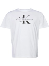 ανδρικό plus size disrupted outline logo t-shirt λευκό calvin klein j30j325460-yaf