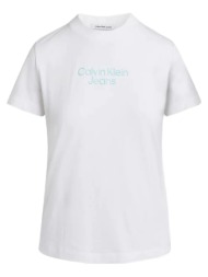 γυναικείο stacked institutional t-shirt λευκό calvin klein j20j223222-yaf