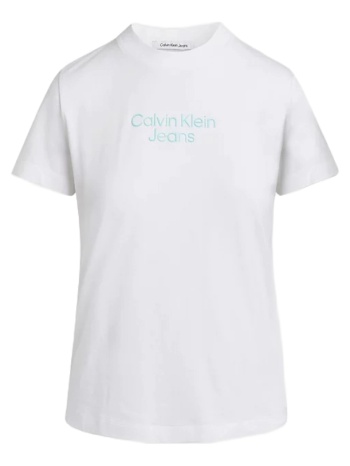 γυναικείο stacked institutional t-shirt λευκό calvin klein