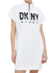 γυναικείο κοντομάνικο φόρεμα λευκό dkny dp2d4040-wht