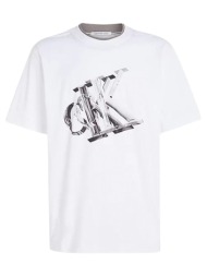 ανδρικό 3d meta monogram t-shirt λευκό calvin klein j30j325201-yaf