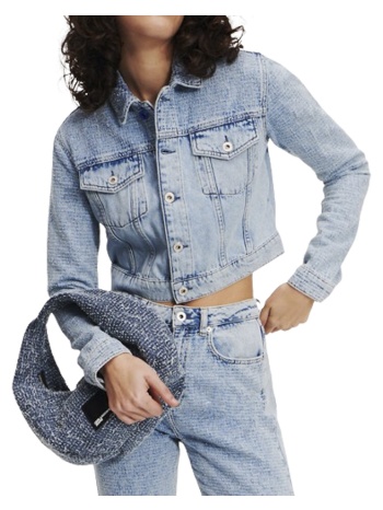γυναικείο boucle τζιν μπουφάν γαλάζιο karl lagerfeld jeans